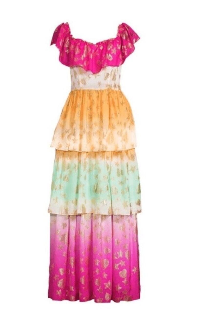 LoveShackFancy VYNNE Maxi off shoulder DRESS SURFER FUSCHIA LIGHT Sz 0 NWT (V4